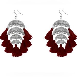 NIP Kensley Armelle Ximena Maroon Tassel Earrings. retail $50.00
